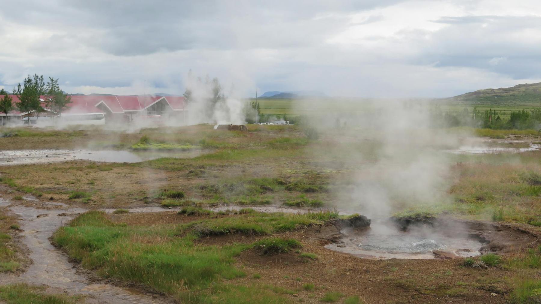 Geothermal energy under the ground creates hot spots on the surface.