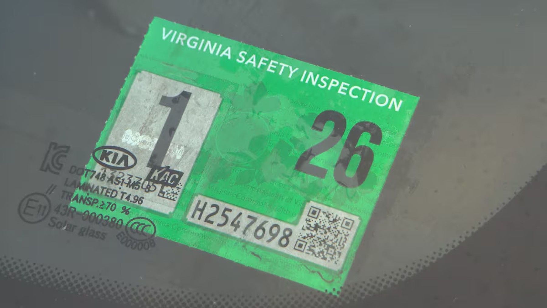 Mandatory safety inspection sticker