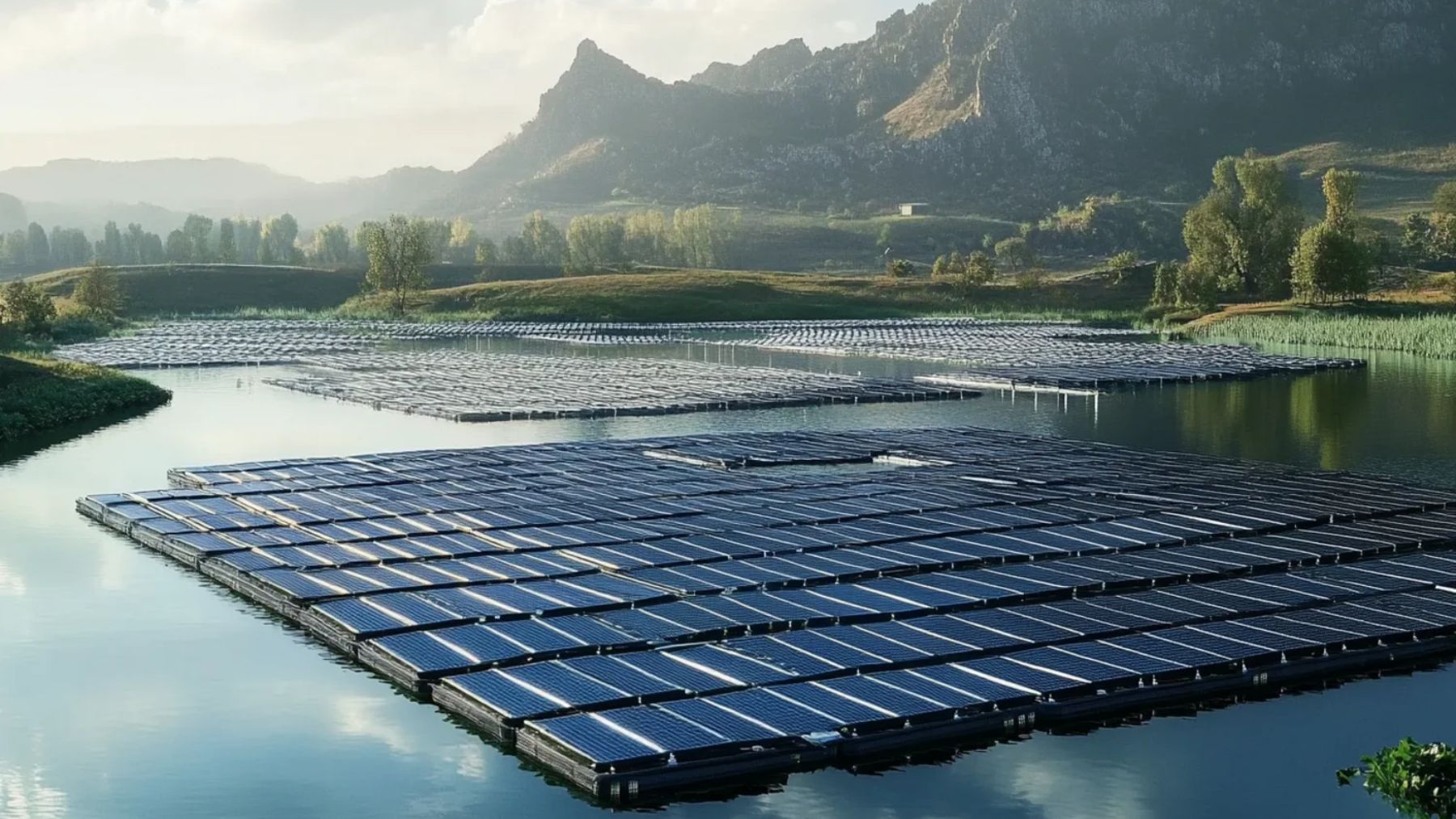 Rivers, solar panels