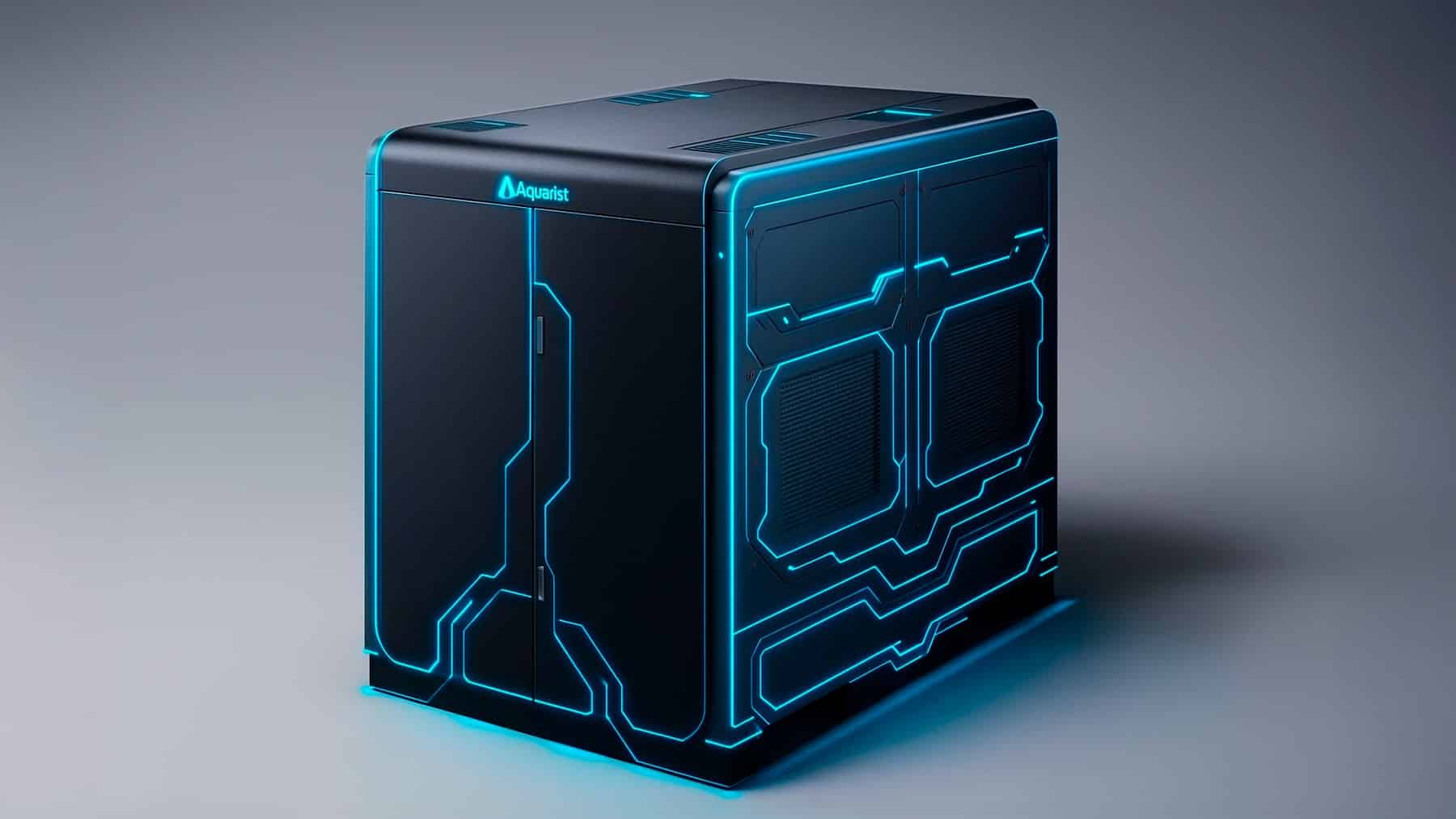 drinking water with futuristic cube