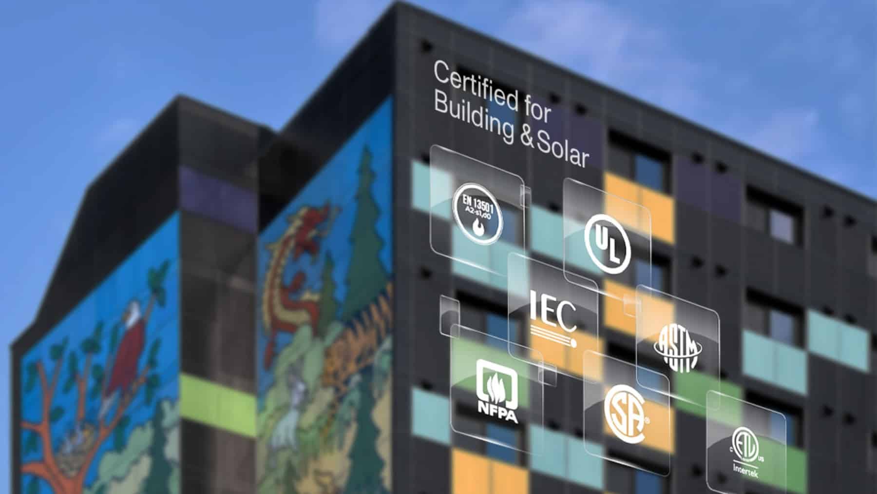 Solar façade system on modern building