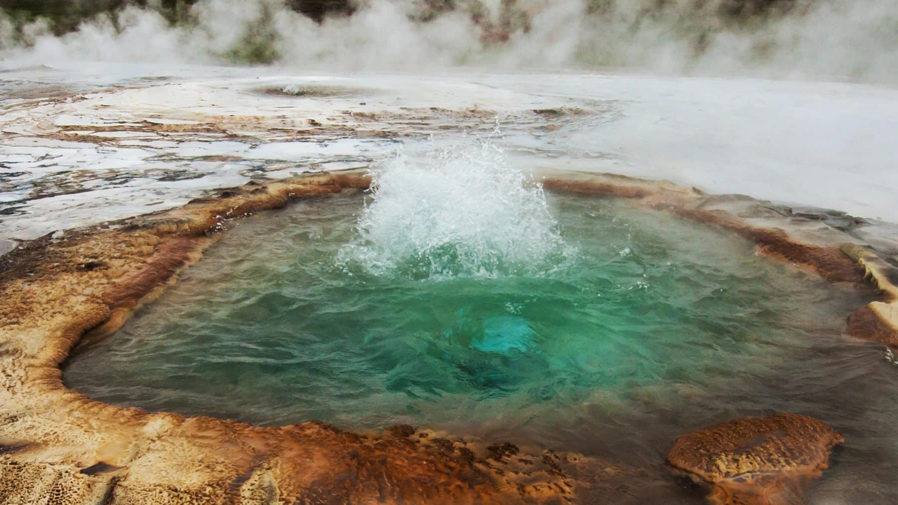 Geothermal geyser in Colorado state landscape