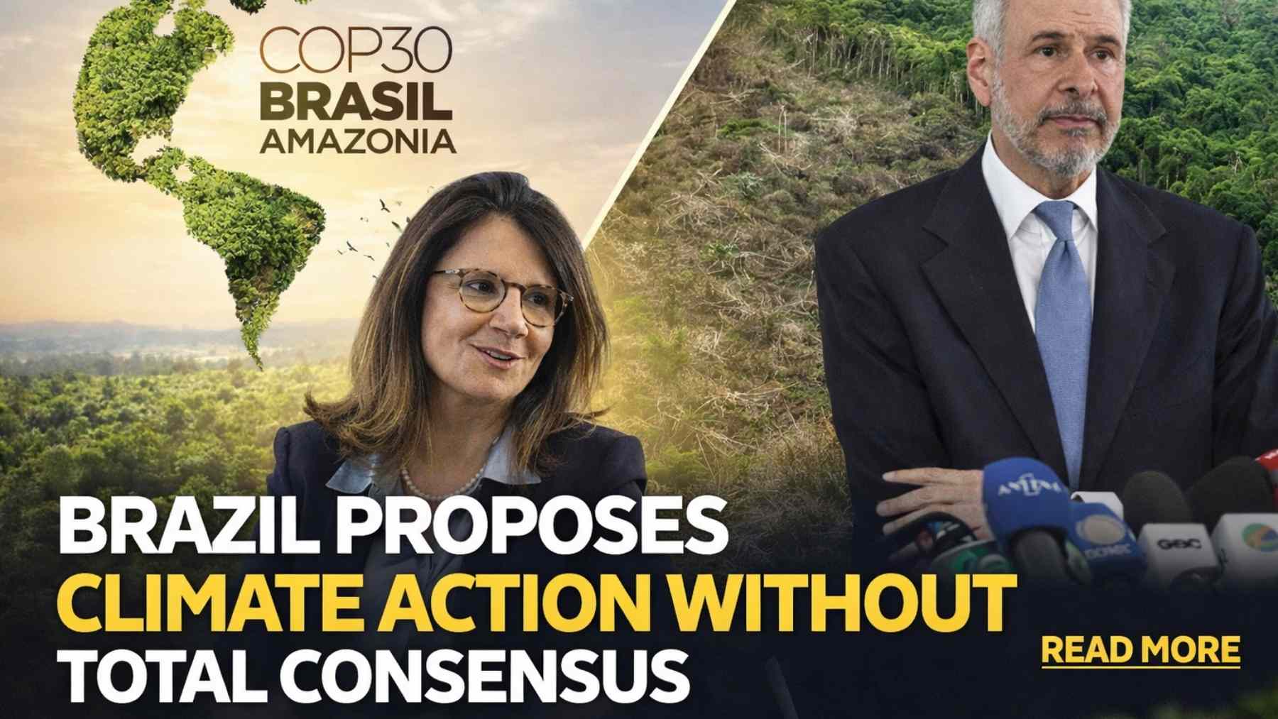 COP30 Brazil leaders Ana Toni and André Corrêa do Lago over Amazon deforestation, urging action without full UN consensus.