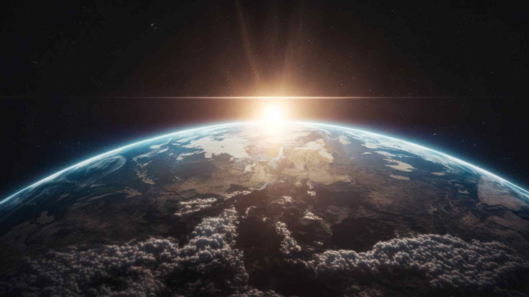 Sunrise over Earth from space, symbolizing research that Earth’s oxygen-rich atmosphere has an expiration date tied to the Sun.