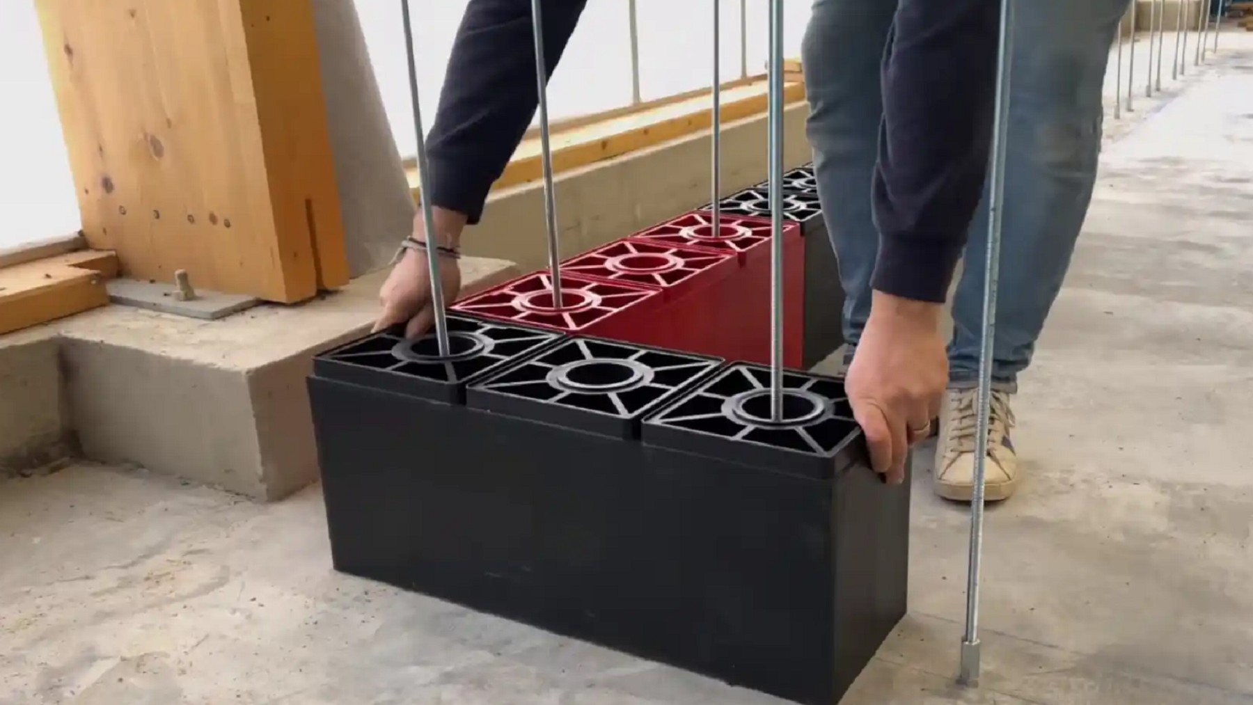 construcción, ladrillo de plástico