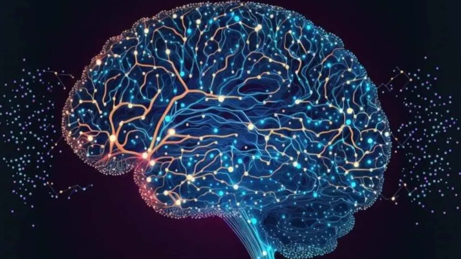 Ilustración de un cerebro humano con conexiones neuronales iluminadas