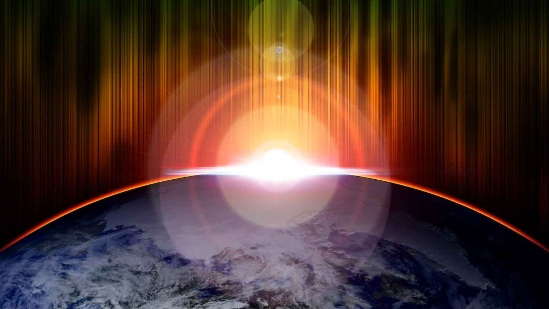 Ilustración de un estallido de rayos gamma en el universo primitivo observado desde la Tierra