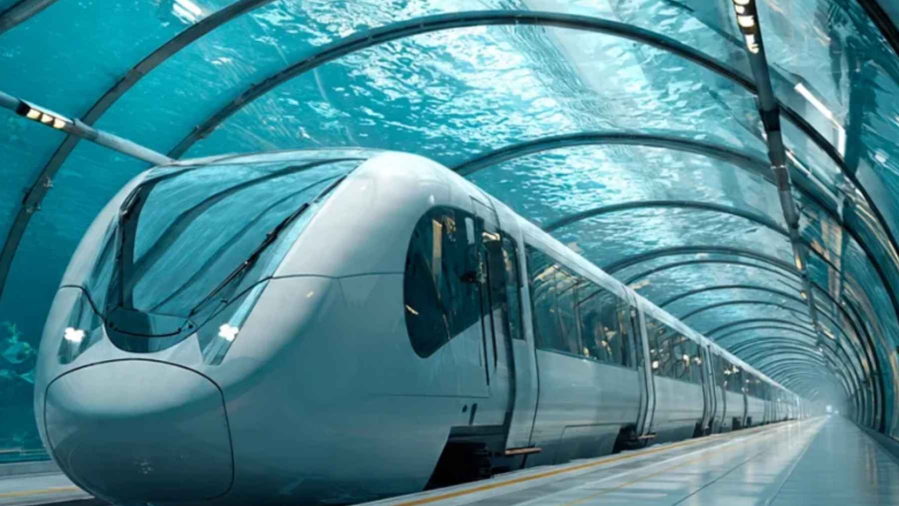 Tren de alta velocidad en un túnel submarino (Bohai Strait Tunnel), imagen ilustrativa