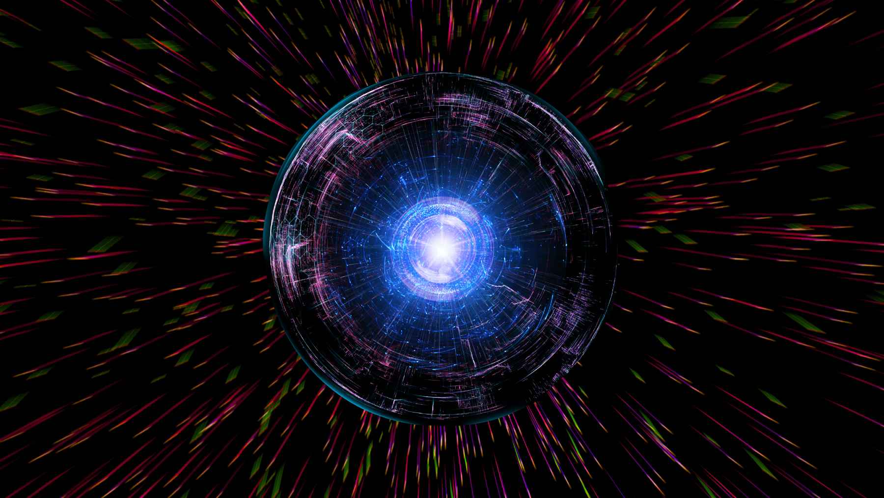 Ilustración de un portal futurista que simboliza el viaje en el tiempo y las curvas temporales cerradas